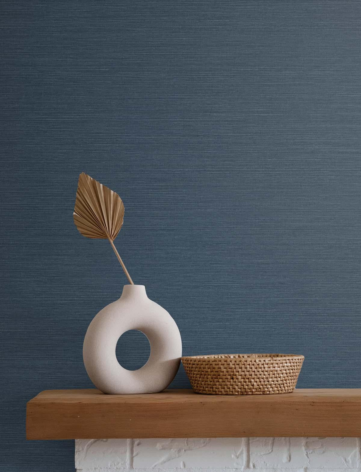Seabrook Seawave Sisal Blue Wallpaper