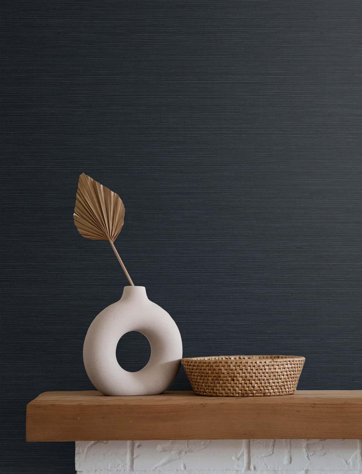 Seabrook Seawave Sisal Blue Wallpaper