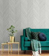 Seabrook Chevron Wood Off-White Wallpaper