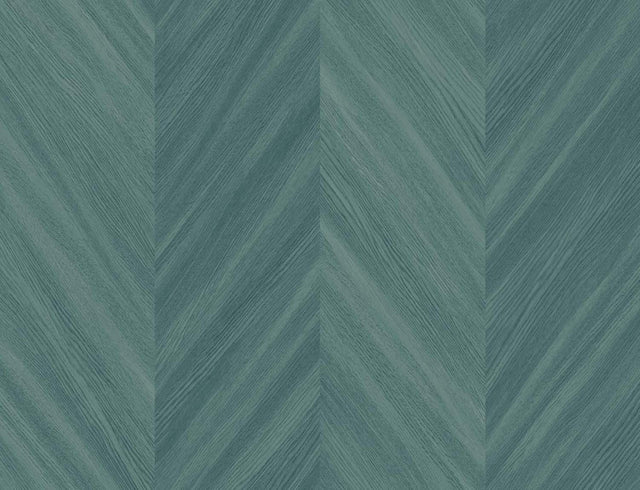 Seabrook Chevron Wood Wintergreen Wallpaper