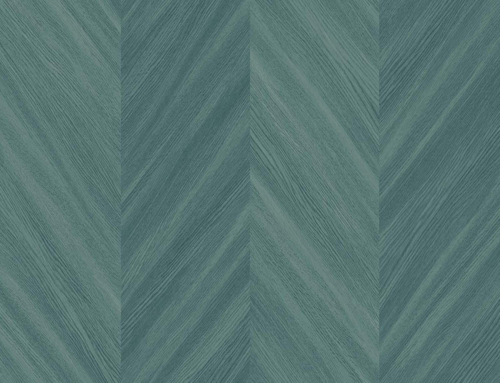 Seabrook Chevron Wood Wintergreen Wallpaper