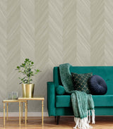 Seabrook Chevron Wood Off-White Wallpaper