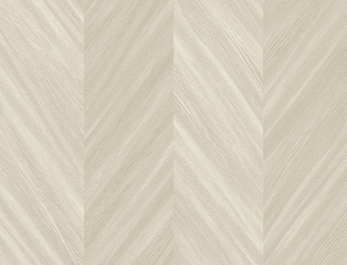 Seabrook Chevron Wood Off-White Wallpaper