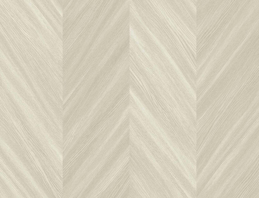 Seabrook Chevron Wood Off-White Wallpaper