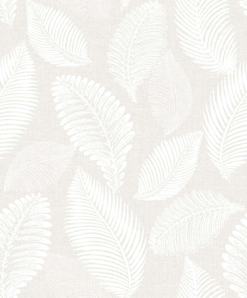Seabrook Tossed Leaves Cool Linen Wallpaper