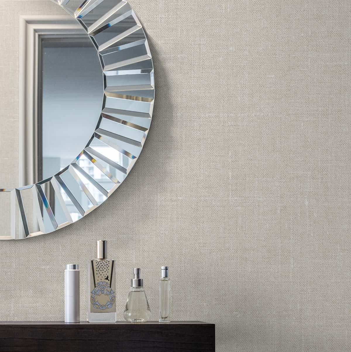 Seabrook Abington Faux Linen Beige Wallpaper