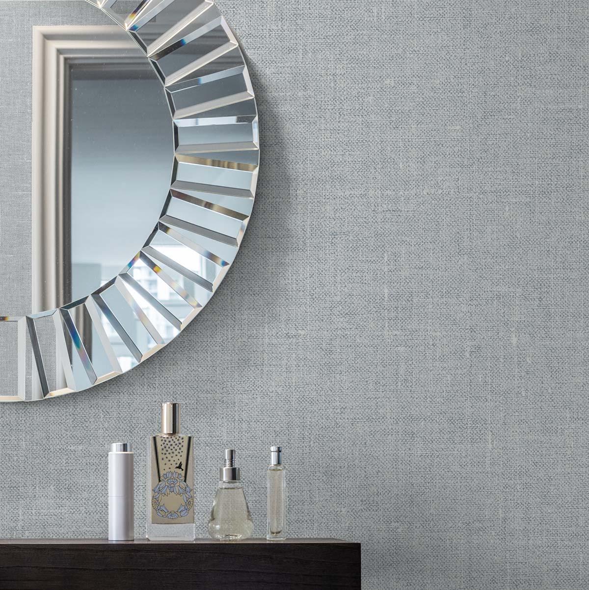 Seabrook Abington Faux Linen Grey Wallpaper