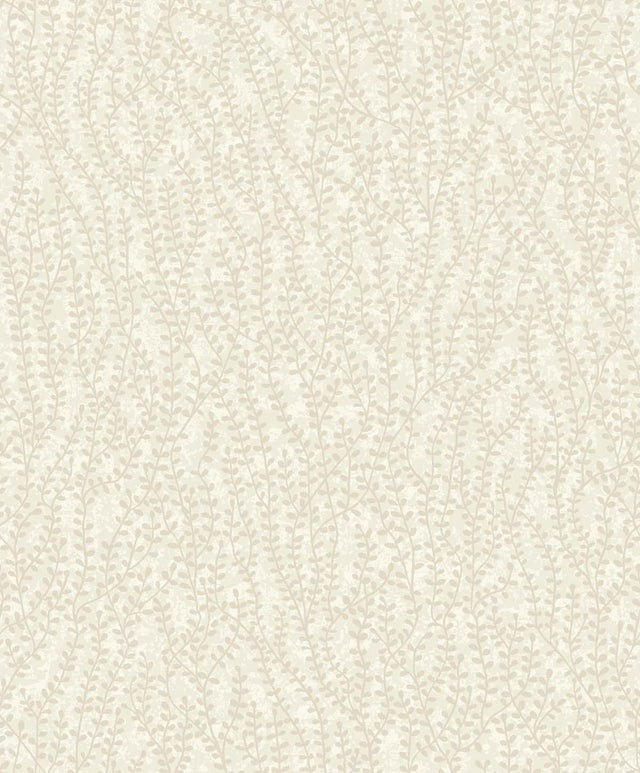 Seabrook Seaweed Beaded Branches Off White Satin Wallpaper