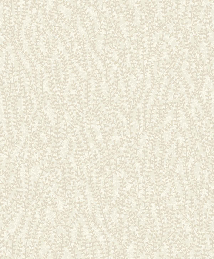 Seabrook Seaweed Beaded Branches Off White Satin Wallpaper