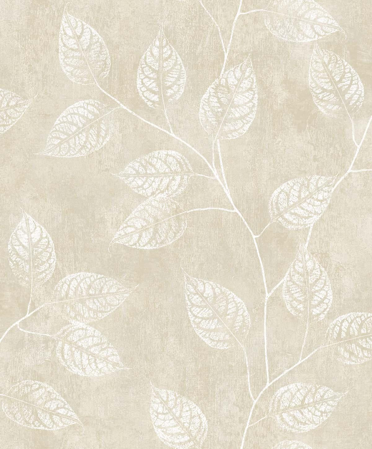 Seabrook Branch Trail Silhouette Beige Wallpaper