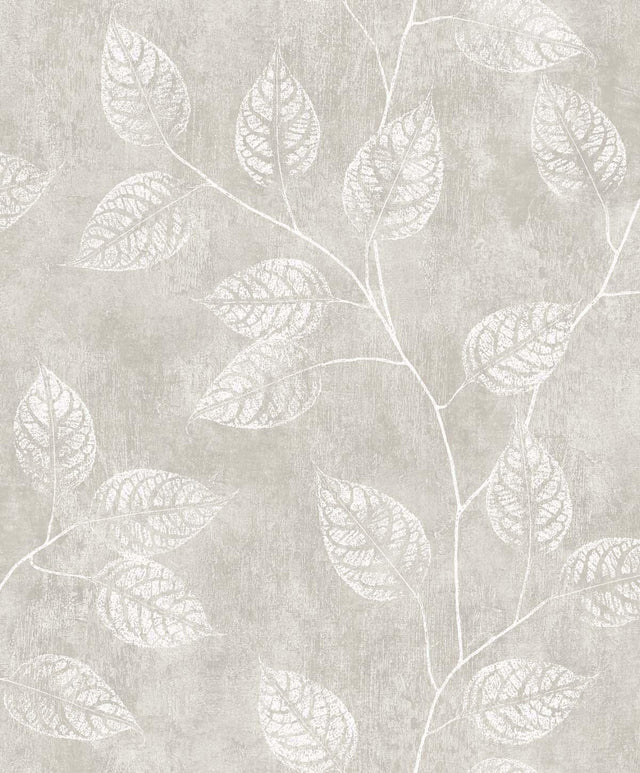 Seabrook Branch Trail Silhouette Grey Taupe Wallpaper