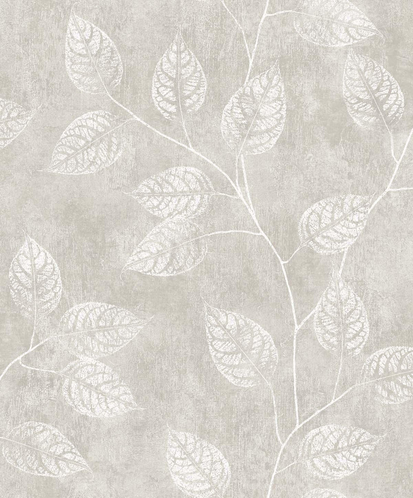 Seabrook Branch Trail Silhouette Grey Taupe Wallpaper