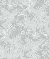 Seabrook Marsh Cranes Grey Wallpaper