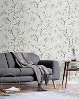 Seabrook Floral Blossom Trail Grey Wallpaper