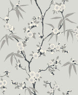 Seabrook Floral Blossom Trail Grey Wallpaper