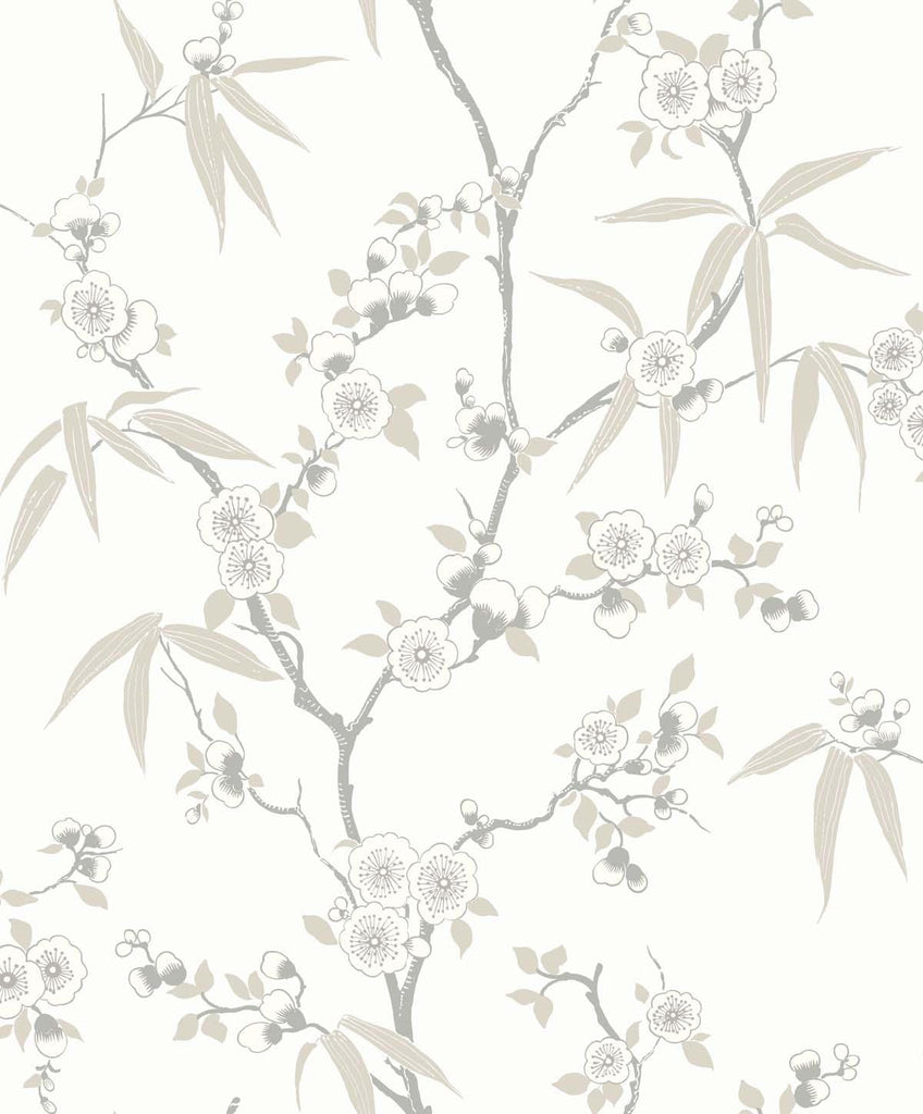 Seabrook Floral Blossom Trail Beige Wallpaper