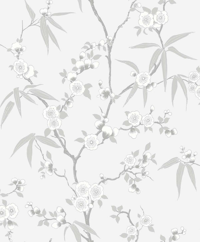 Seabrook Floral Blossom Trail Soft Grey Wallpaper
