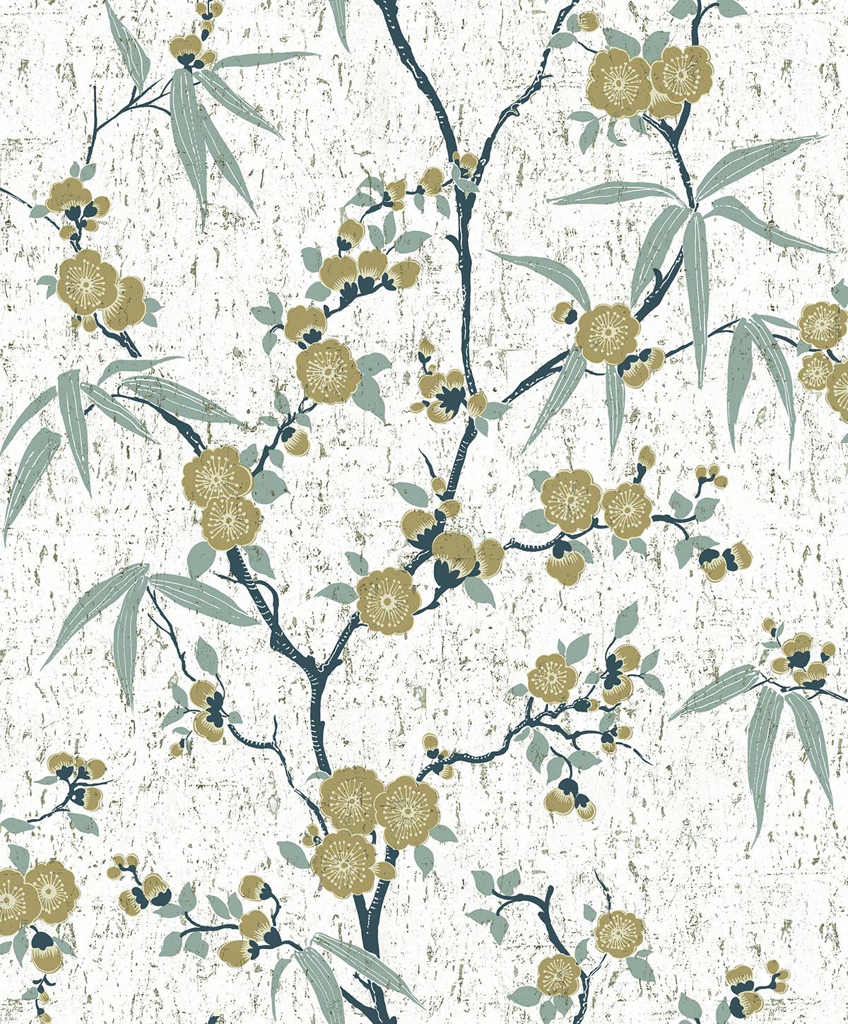 Seabrook Blossom Cork Off-White Wallpaper
