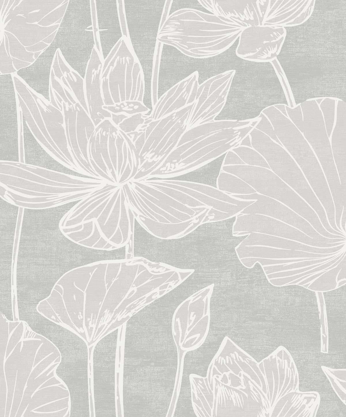 Seabrook Water Lilies Grey Wallpaper