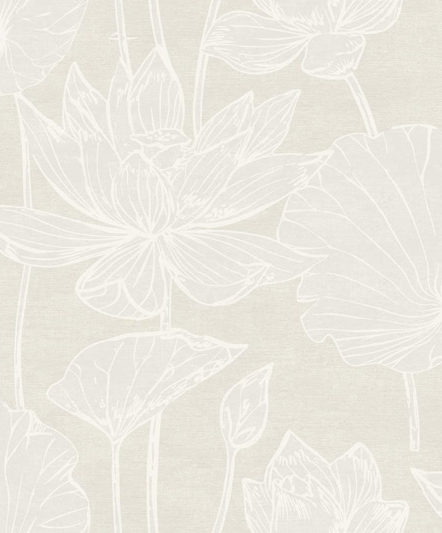 Seabrook Water Lilies Pearlescent Wallpaper
