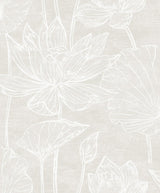 Seabrook Water Lilies Antique Pearl Wallpaper