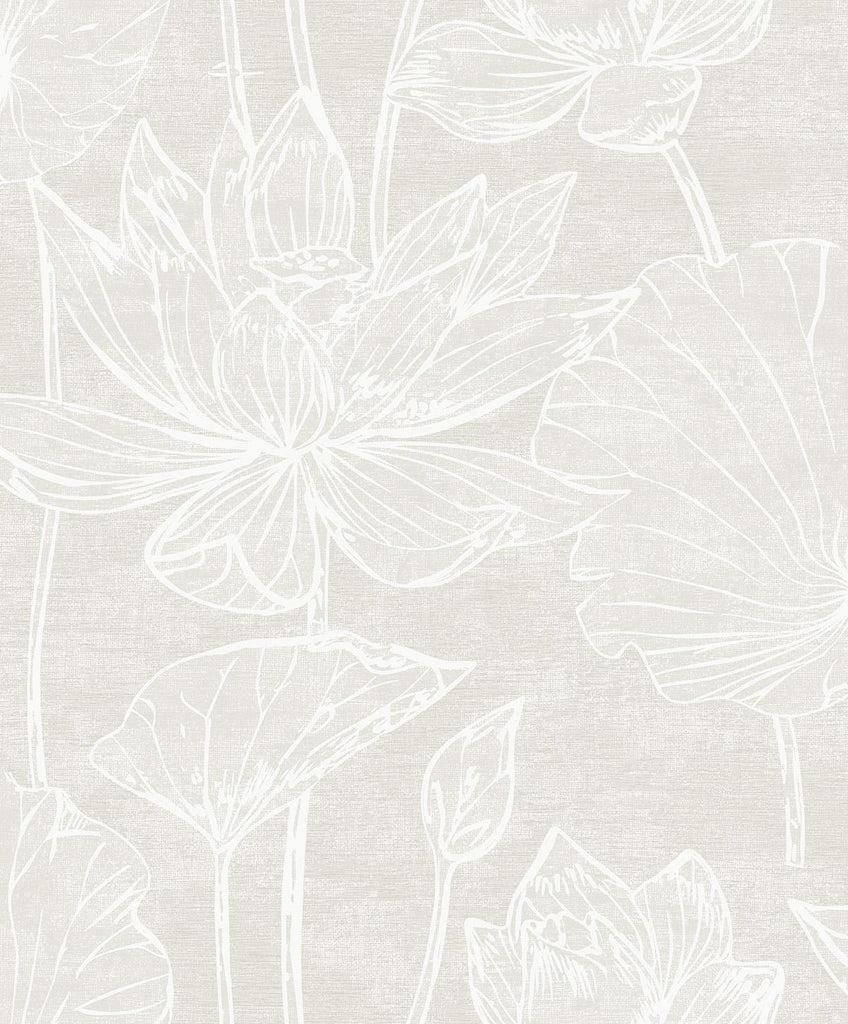 Seabrook Water Lilies Antique Pearl Wallpaper