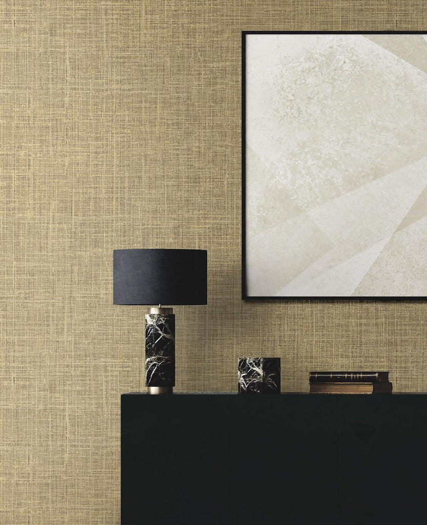 Seabrook Soho Linen Gold Wallpaper