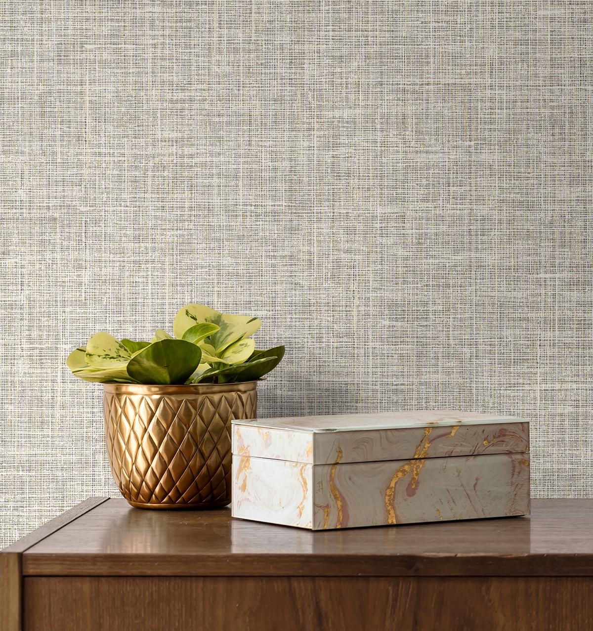 Seabrook Soho Linen Off-White Wallpaper