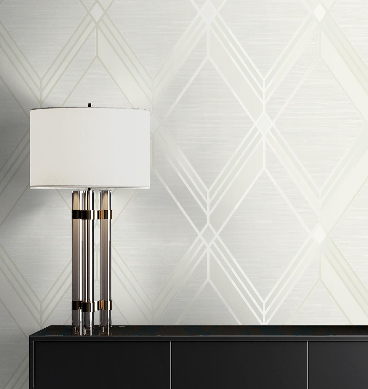 Seabrook Brooklyn Diamond Off-White Wallpaper