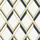 Seabrook Brooklyn Diamond Metallic Gold & Navy Wallpaper