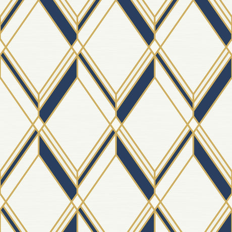 Seabrook Brooklyn Diamond Metallic Gold & Navy Wallpaper