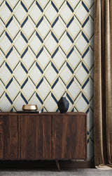 Seabrook Brooklyn Diamond Blue Wallpaper