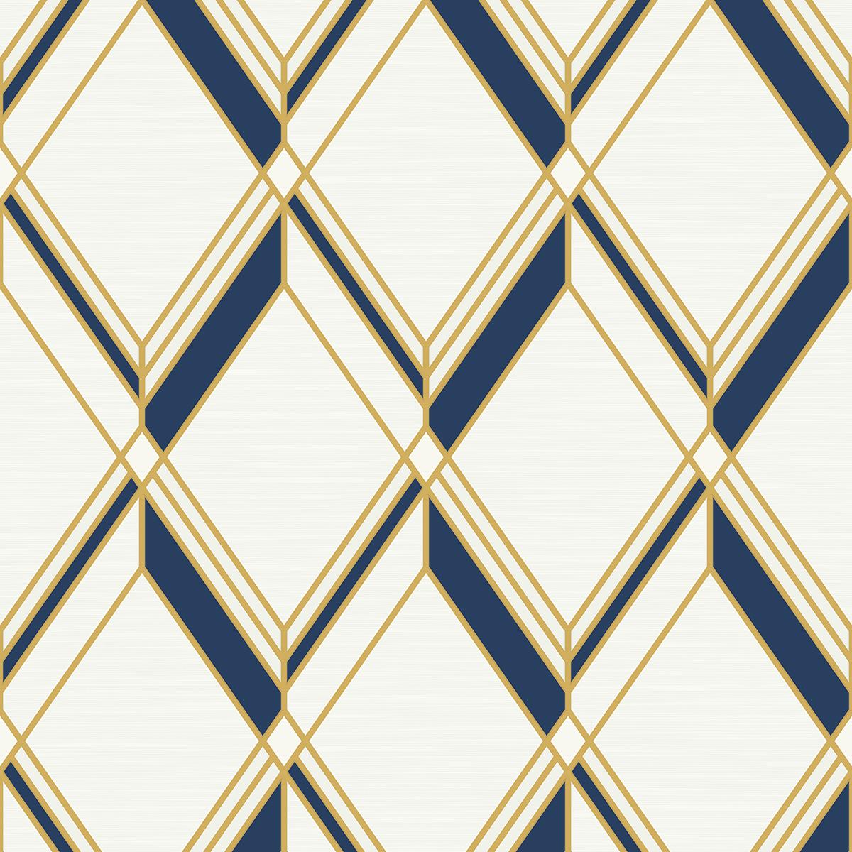 Seabrook Brooklyn Diamond Blue Wallpaper