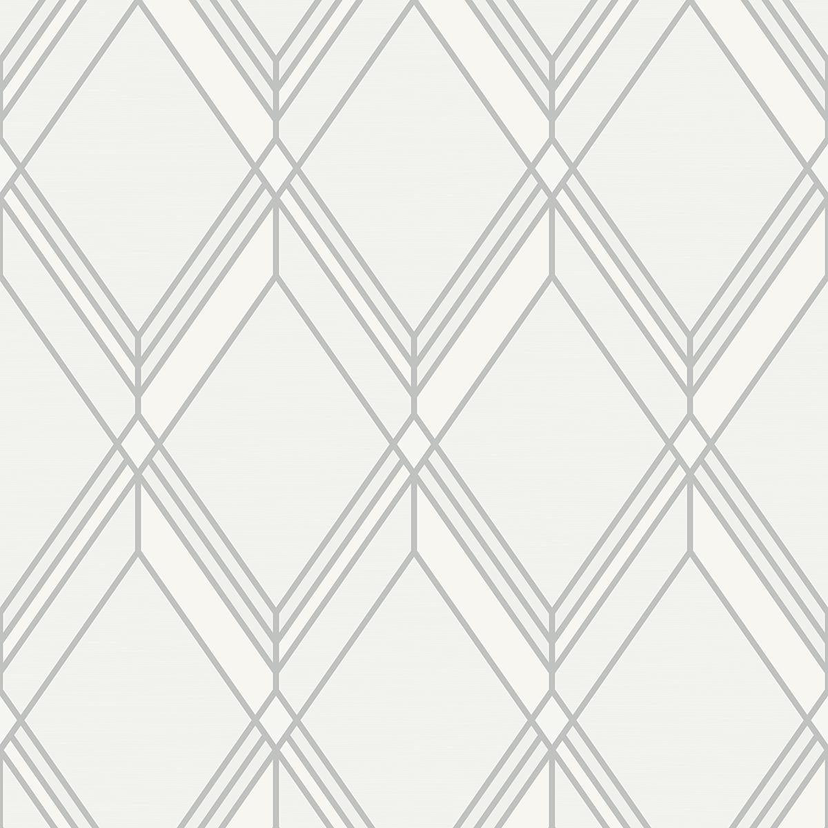 Seabrook Brooklyn Diamond Metallic Silver Wallpaper