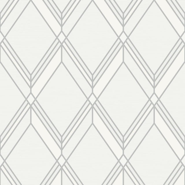 Seabrook Brooklyn Diamond Metallic Silver Wallpaper