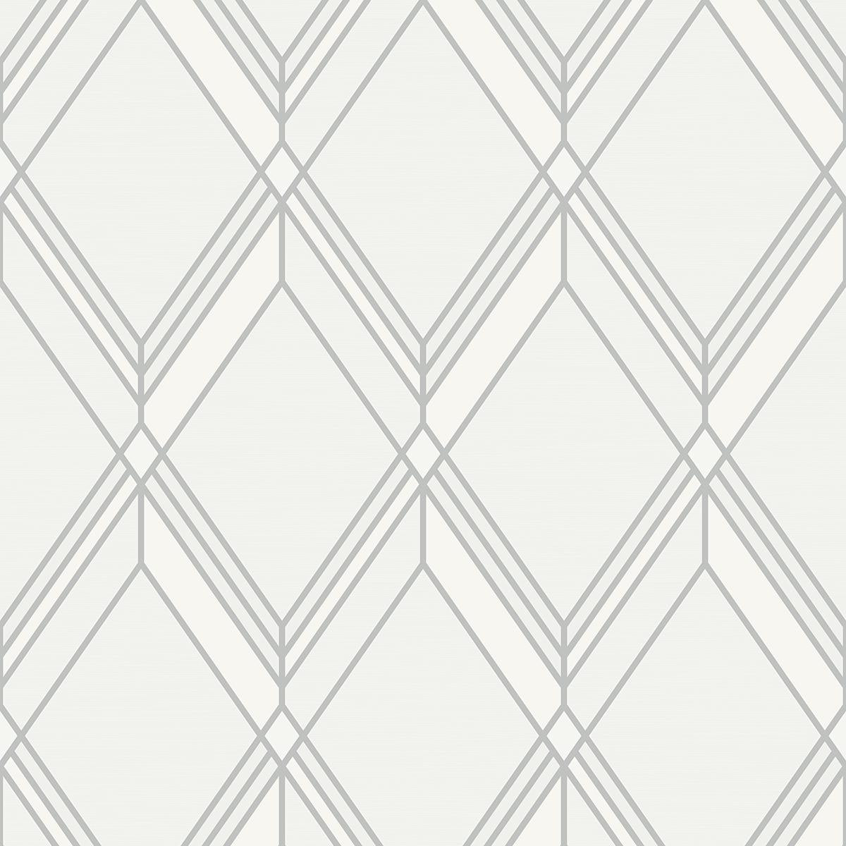 Seabrook Brooklyn Diamond Silver Wallpaper