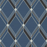 Seabrook Brooklyn Diamond Blue Wallpaper