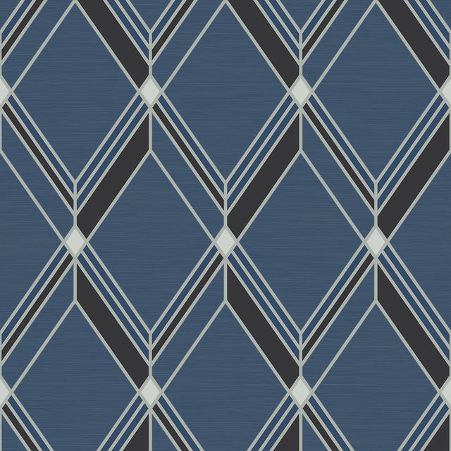 Seabrook Brooklyn Diamond Blue Wallpaper