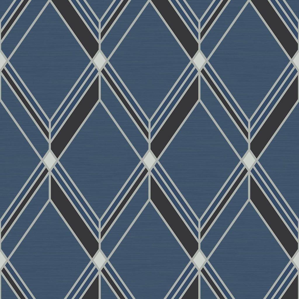 Seabrook Brooklyn Diamond Blue Wallpaper