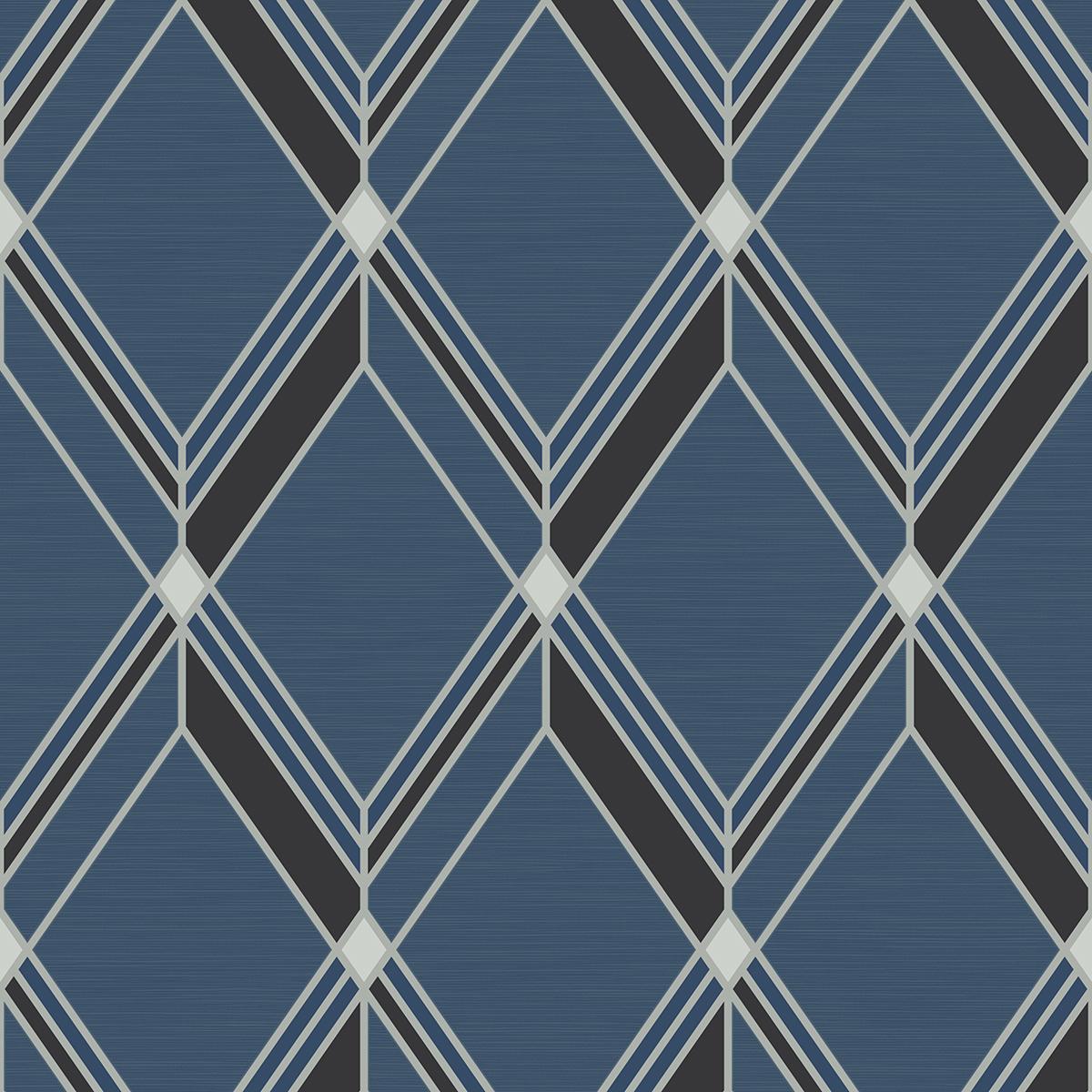 Seabrook Brooklyn Diamond Blue Wallpaper