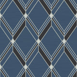 Seabrook Brooklyn Diamond Blue Wallpaper