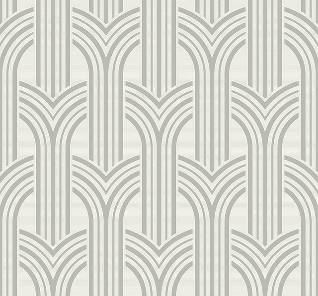 Seabrook Broadway Arches Chrome Wallpaper