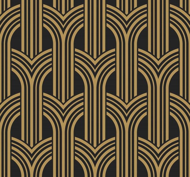 Seabrook Broadway Arches Antique Gold Wallpaper