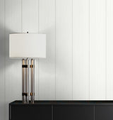 Seabrook Rockefeller Stripe Dove White Wallpaper