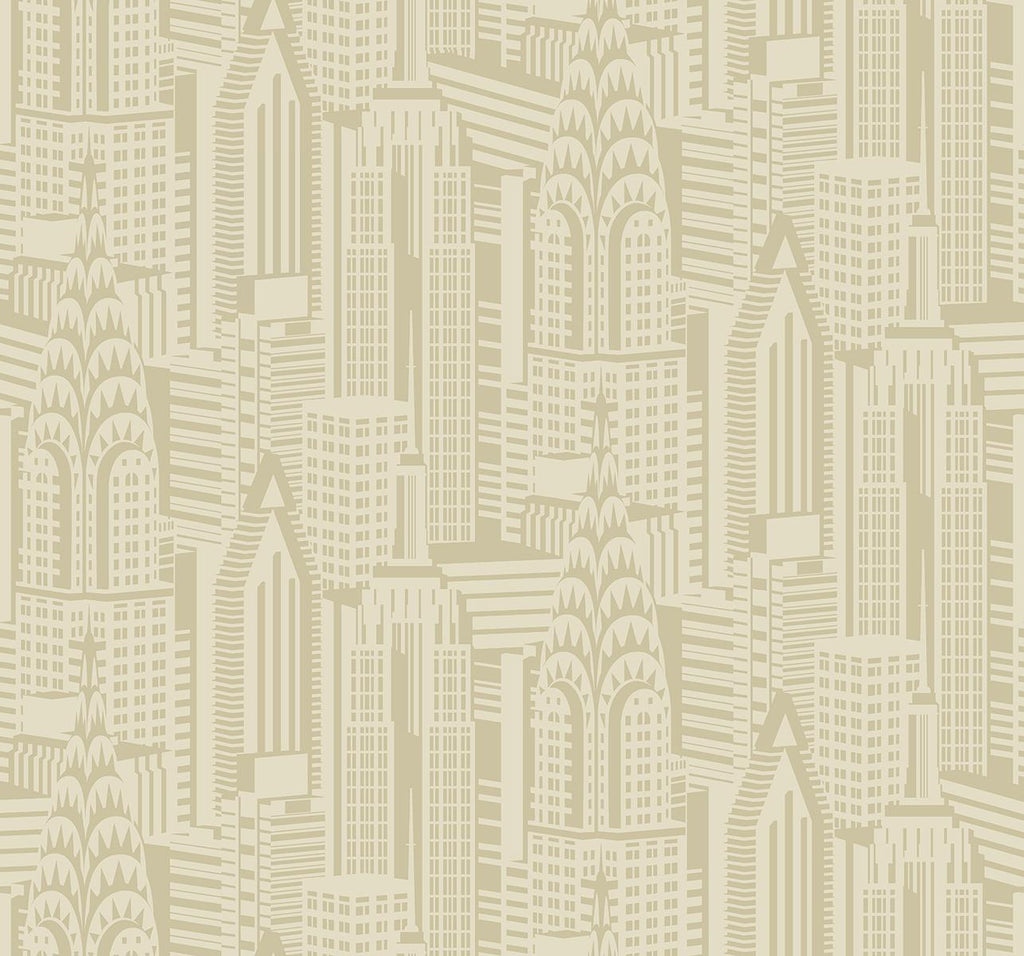 Seabrook Manhattan Skyline Beige Wallpaper