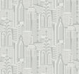 Seabrook Manhattan Skyline Silver Sky Wallpaper