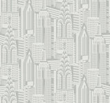 Seabrook Manhattan Skyline Silver Wallpaper