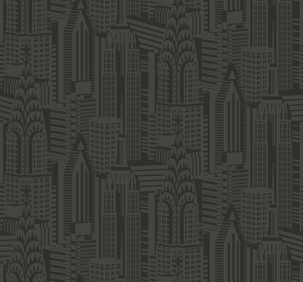 Seabrook Manhattan Skyline Black Wallpaper