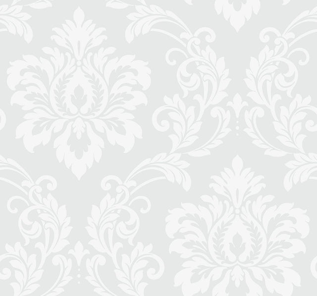 Seabrook Deco Damask Frosty Wallpaper