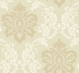 Seabrook Deco Damask Beige Wallpaper